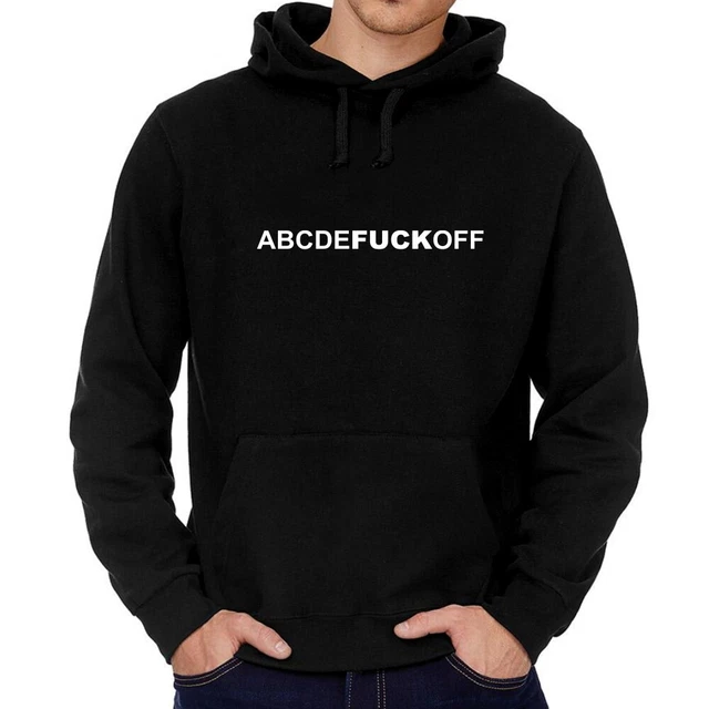Felpa cappuccio con scritta abcdefuckoff divertente e simpatica con lettere uomo