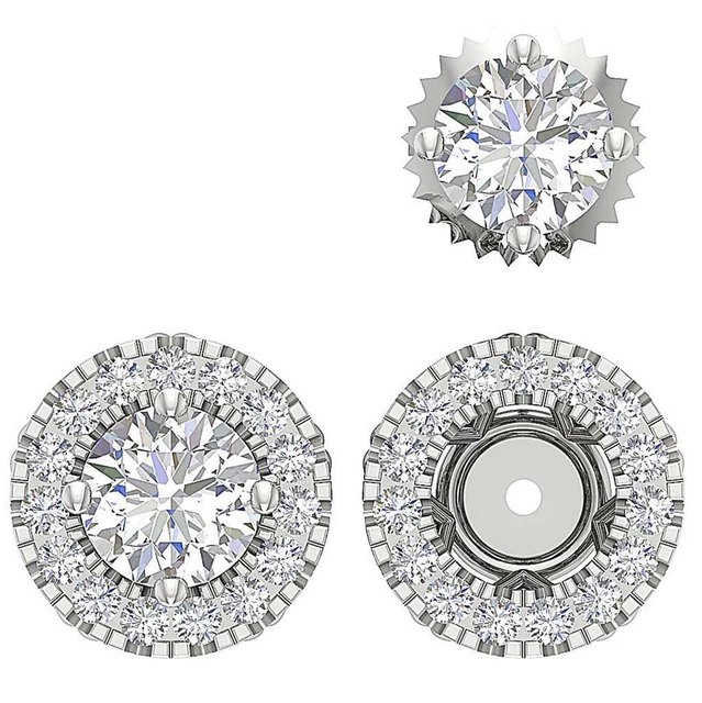 SI1 G 1.50 Carat Removable Jacket Stud Earrings Round Cut Diamond 14K White Gold SI1 G 1.50 Carat Removable Jacket Stud Earrings Round Cut Diamond 14K White Gold