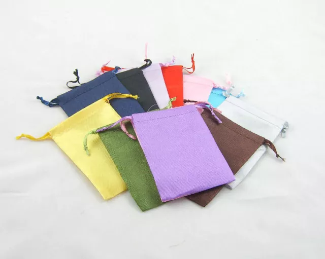 Assorted Colour Silky Drawstring Pouches- Choose Size And Quantity