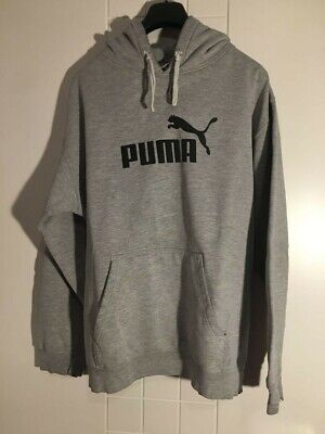 Grey puma hoodie with centre logo- Felpa Puma grigia con logo centrale
