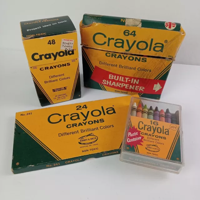 LOT 4 VINTAGE Crayola Crayons w/ Boxes Retired Colors Indian Red Maize ...