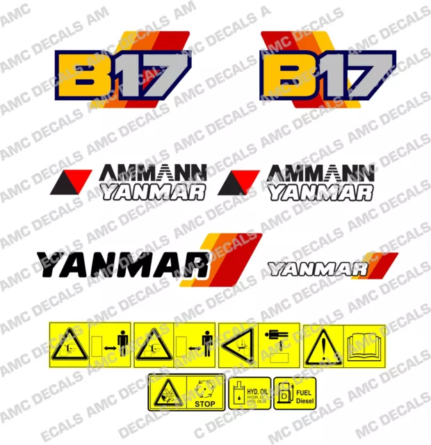 Yanmar B17 Digger Décalque Autocollant Set