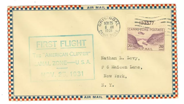 1931 Panam Flight Cover Cristobal,Canal Zone Lindbergh Flight #94 Crash #31.12A