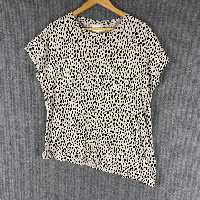 Seed Heritage Shirt Womens Extra Large Grey Top Leopard Print Asymmetric NEW