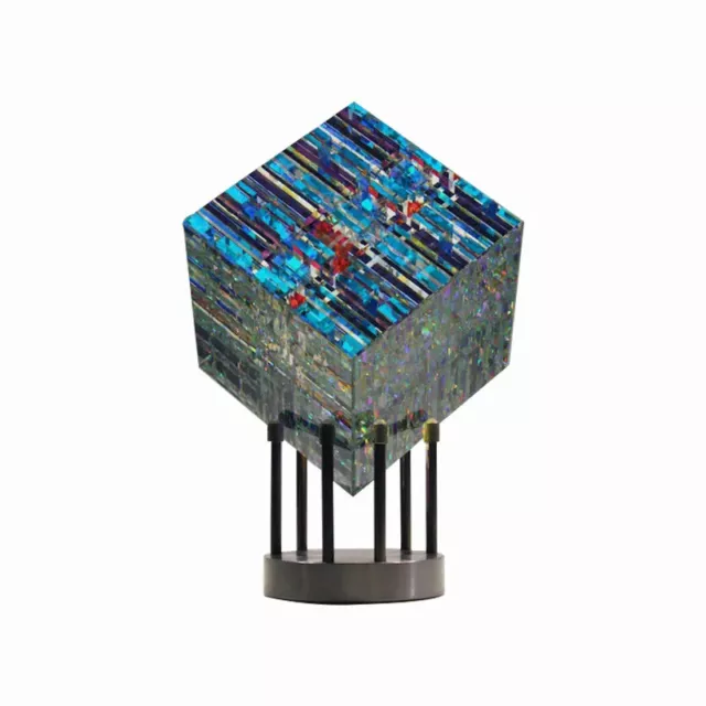Cubo de Croma Mágico Cubo de Cristal Escultura Mesa Decoración Cubo de Croma Mágico