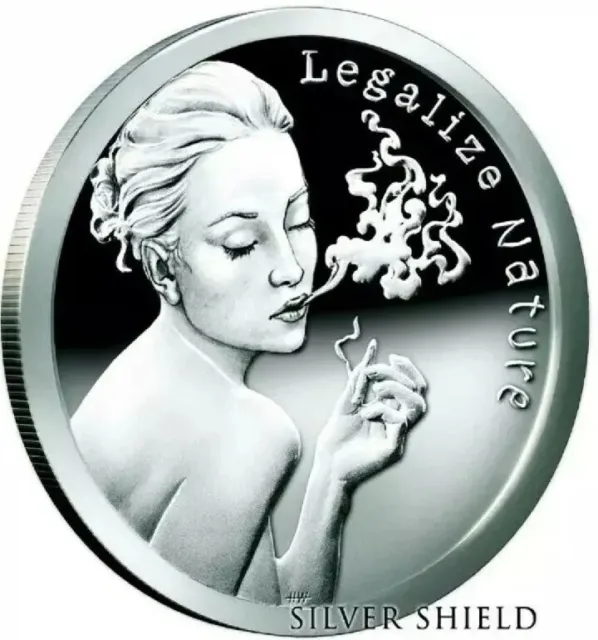 5 Oz .999 Pure Silver Shield Proof Legalize Nature Freedom Round Coin Girl Hot