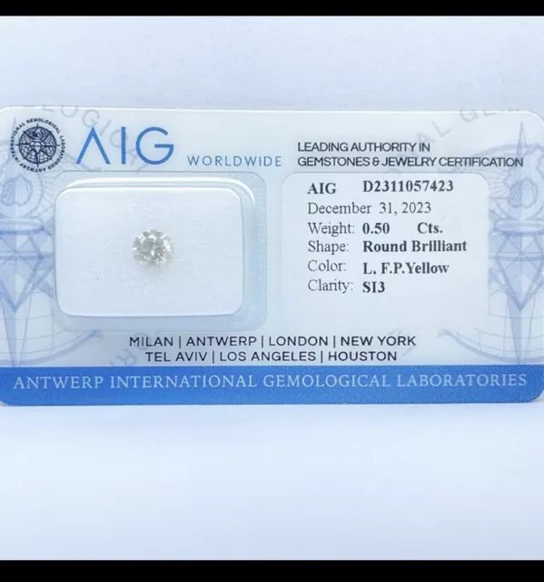 Diamante naturale 0,50 ct L Pink SI3 brillante certificato AIG comunione cresima