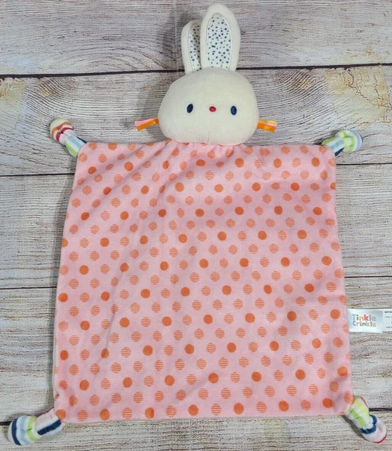 Baby Gund Tinkle Crinkle Plush Bunny Lovey Stuffed Animal Knotted Pink Cream 10"