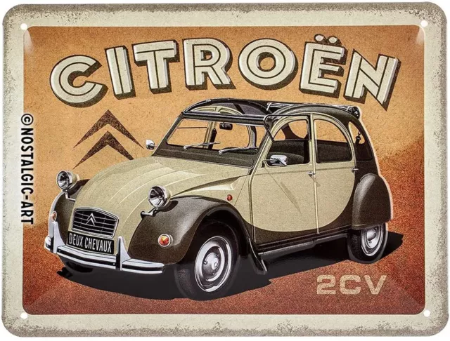 Nostalgic-Art - Enseigne Plaque en Métal Émaillée 15x20cm - Citroen 2CV