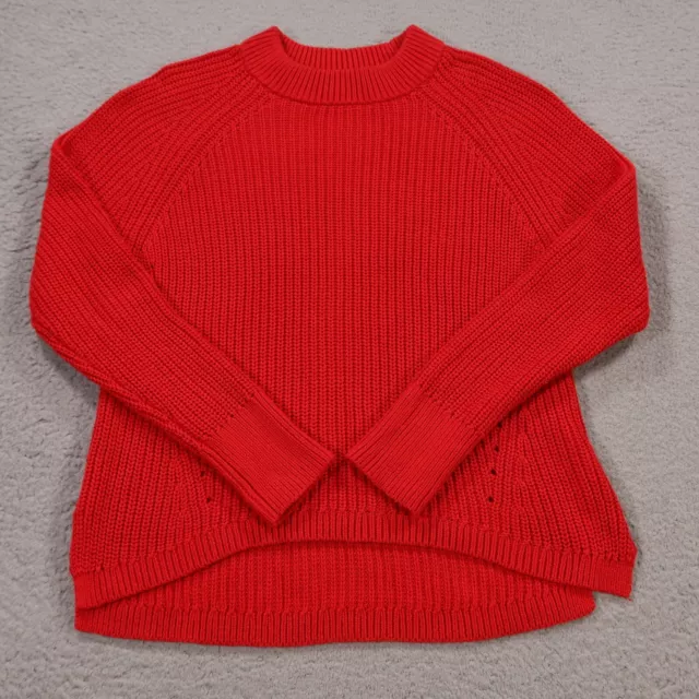 Lord & Taylor Sweater Womens Large Red Cotton Polyester Crew Neck  Ribbed Soft 2