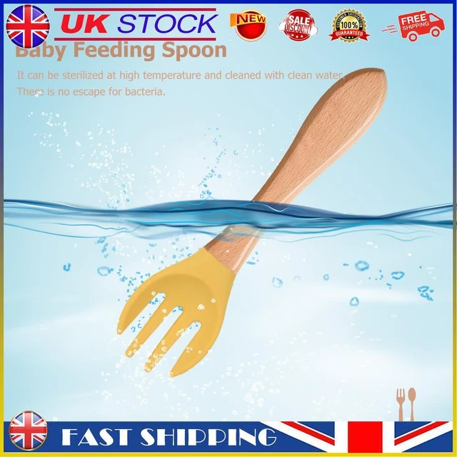 Baby Wooden Silicone Feeding Spoon Toddlers BPA-free Tableware (28) #gib