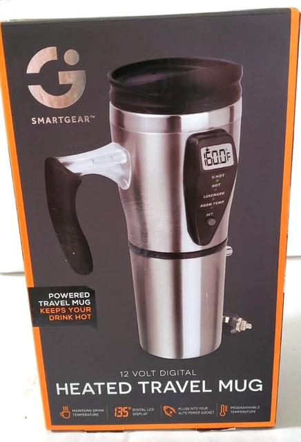 Smartgear 12V Digital Heated Travel Mug Insulated Stainless Steel 16 oz new