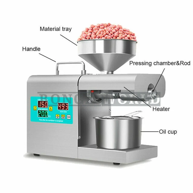 M37 Automatic Oil Press Machine Peanut Cold Hot Seed Oil Extractor TEMP Control