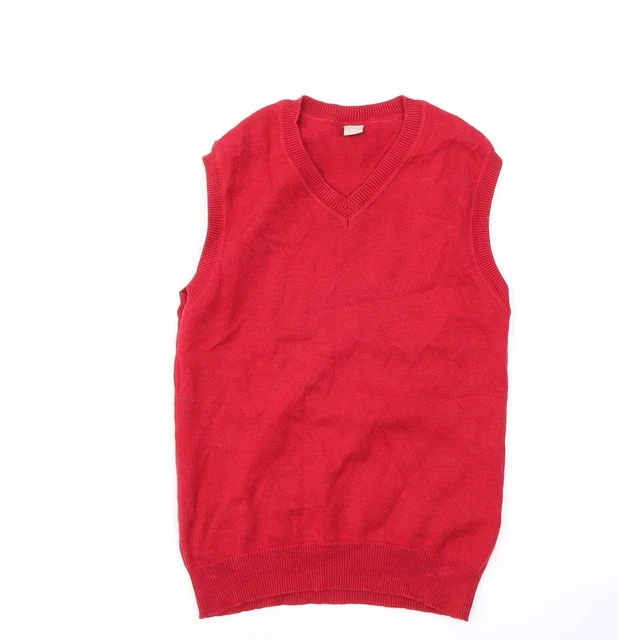 TU Girls Red V-Neck Cotton Pullover Jumper Size 7 Years