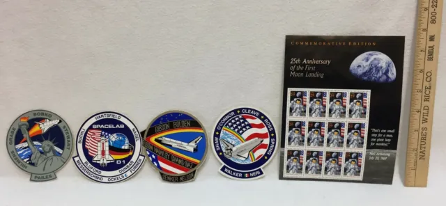USPS Stamps Moon Landing 25th Anniversary & 4 NASA Shuttle Space Lab Stickers