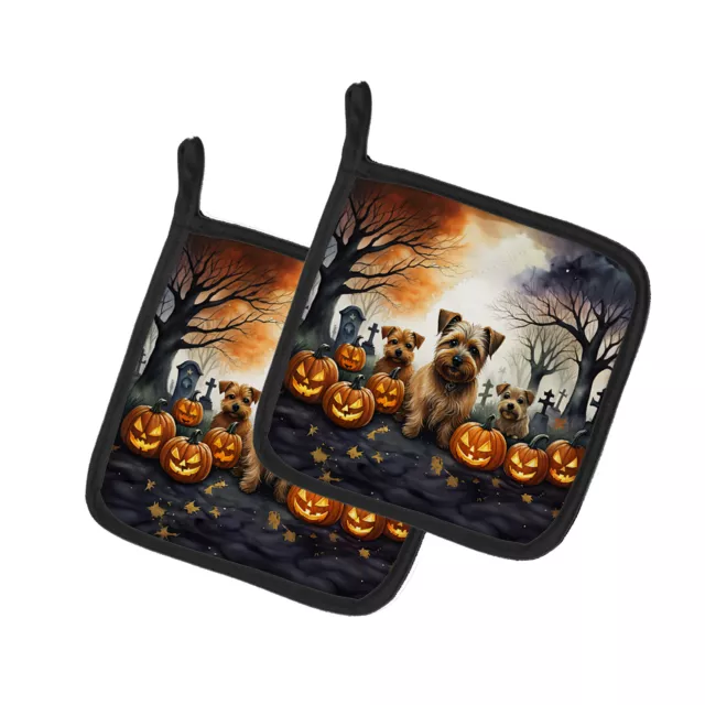 Norfolk Terrier Spooky Halloween Pair of Pot Holders DAC2048PTHD