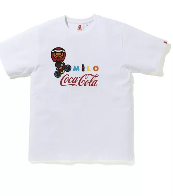 A Bathing Ape Coca-Cola Milo BMX Tee Size XL Short Sleeve T-Shirt White Rare!