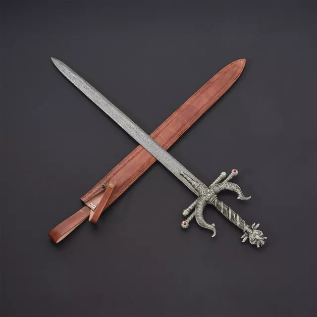 Damascus Sword Hand Forged Battle Ready Medieval Sword Longsword Christmas Gift