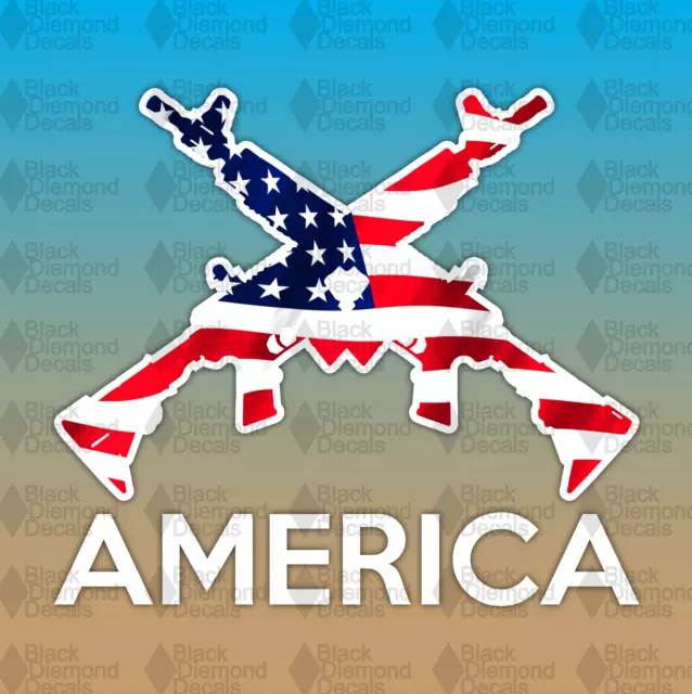 AMERICA AR 223 Rifle NRA 2nd Amendment USA Flag 5" Vinyl Decal Sticker JDM