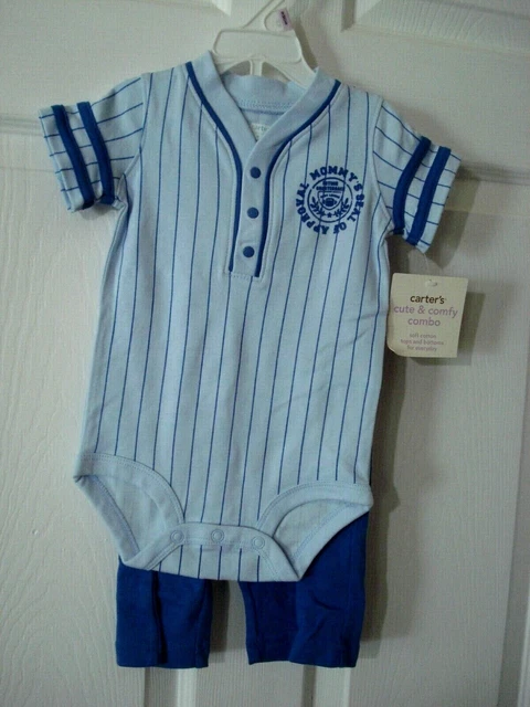 Carter's Infant Boy Blue Two Piece Outfit Pants Bodysuit Quarterback 9 M NEW