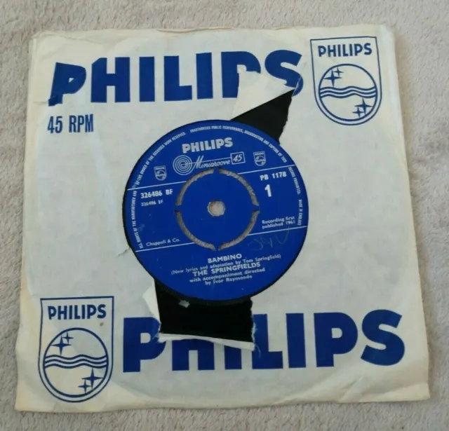 The Springfields - Bambino  7" Vinyl Single Record 1961 Philips PB1178