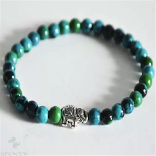 6mm African Turquoise Gemstone Mala Bracelets 7.5inches Reiki Chic Bless