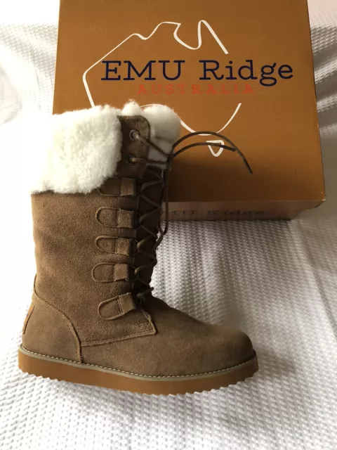 Emu Ridge Australia Grace Chestnut Mid Boots Size 8 New In Box