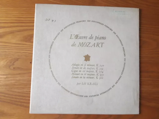 MOZART / Lili KRAUS piano FRENCH LP DISCOPHILES FRANCAIS DF 95 !!!COVER ONLY!!! MOZART / Lili KRAUS piano FRENCH LP DISCOPHILES FRANCAIS DF 95 !!!COVER ONLY!!!