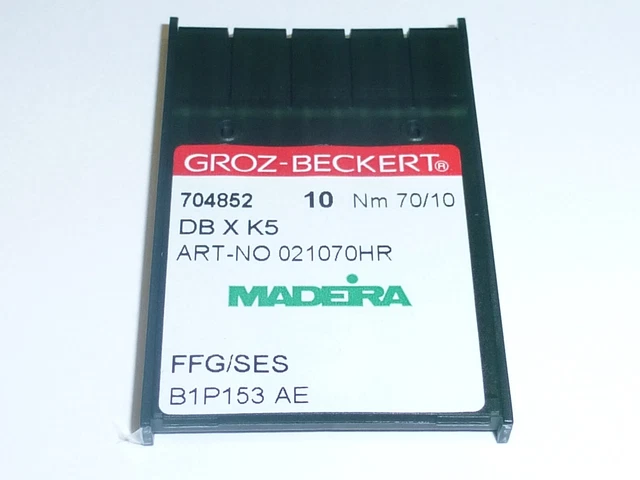 704852 DBXK5 70/10 FFG/SES 10 ud. agujas de máquina de bordar pistón redondo MADEIRA