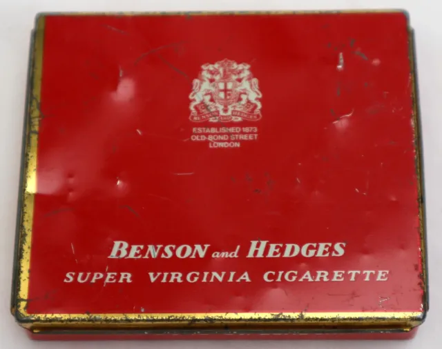 Vintage Benson And Hedges Super Virginia Cigarette Small Red Tin B&H