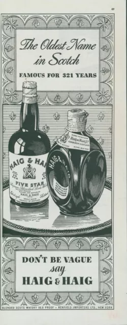 1948 Haig & Haig Scotch Whisky Don't Be Vague Serving Tray Vintage Print Ad C11