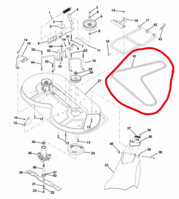 Rally lawn 2025 mower belt size