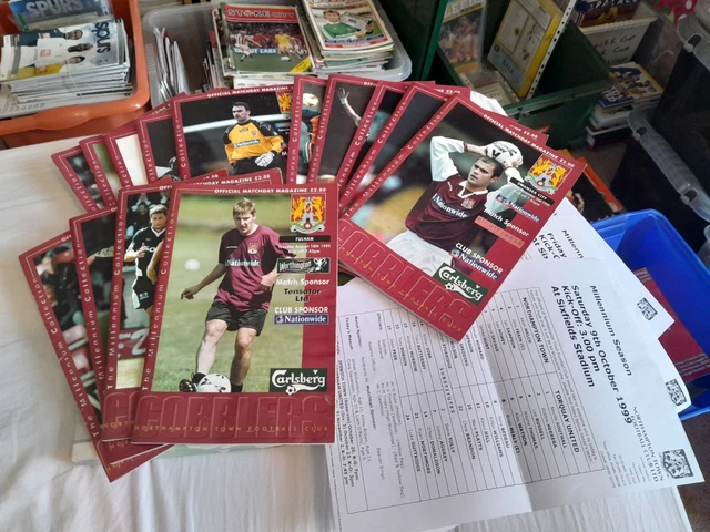 NORTHAMPTON TOWN 1999/2000 Home Football Programmes x 14 + 3 Team