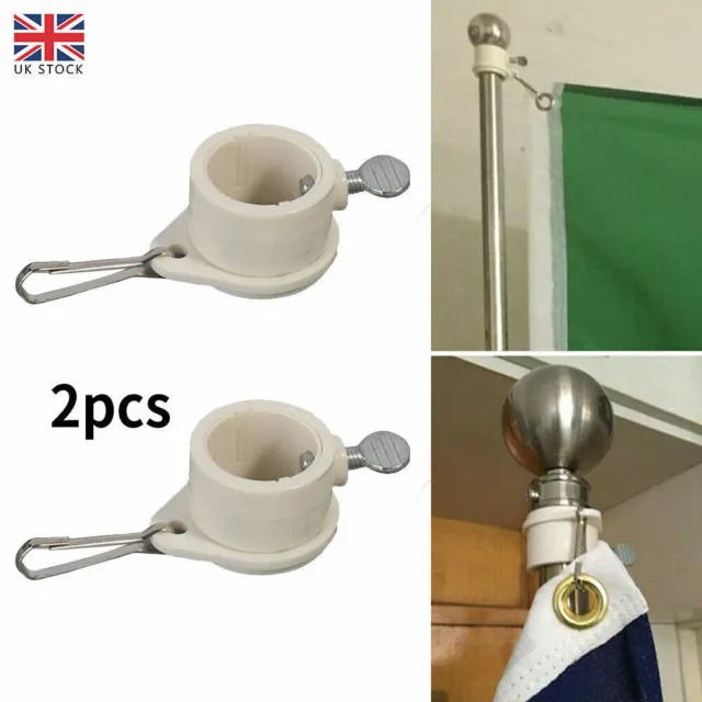 2Pcs/Set Anti-Wrap Flag Pole Rotating Mounting Rings Grommet Clip Attachments UK