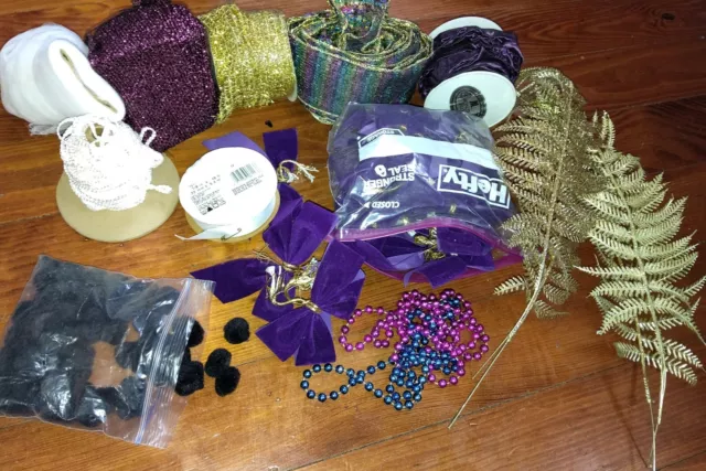 Mardi gras Art Craft lot of Gold, Green, Purple Louisiana Cajun Craft DIY Bundle