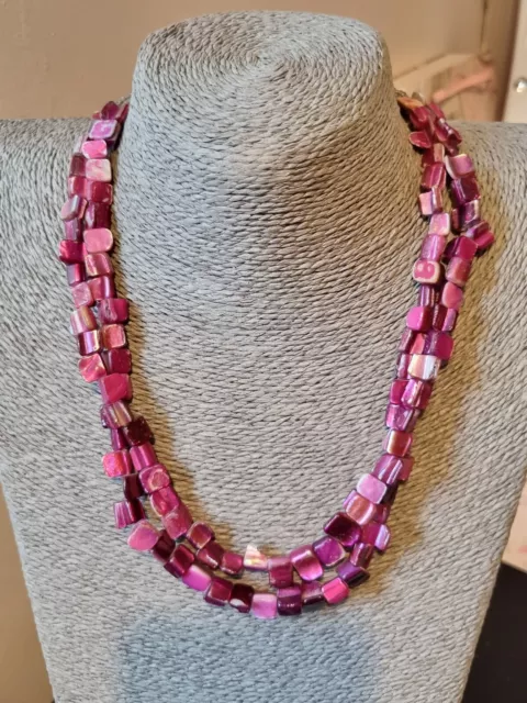 Fashion Jewellery Necklace Short Length Two Tier Style Pink Stones