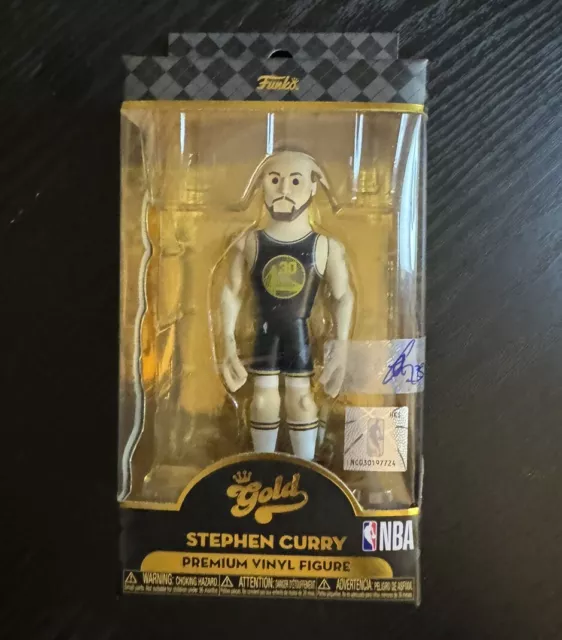 Stephen Curry Funko Pop Gold With Auto Sticker Signed Damaged Box