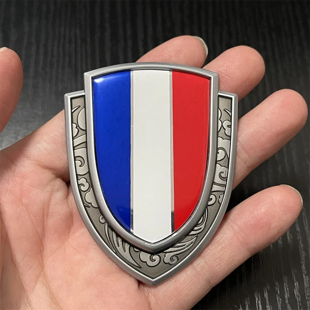 Drapeau Francais Autocollant Autocollants De Drapeau National En Métal 3D, Emblème De Voiture, Calandre De Style Automobile Autocollant France