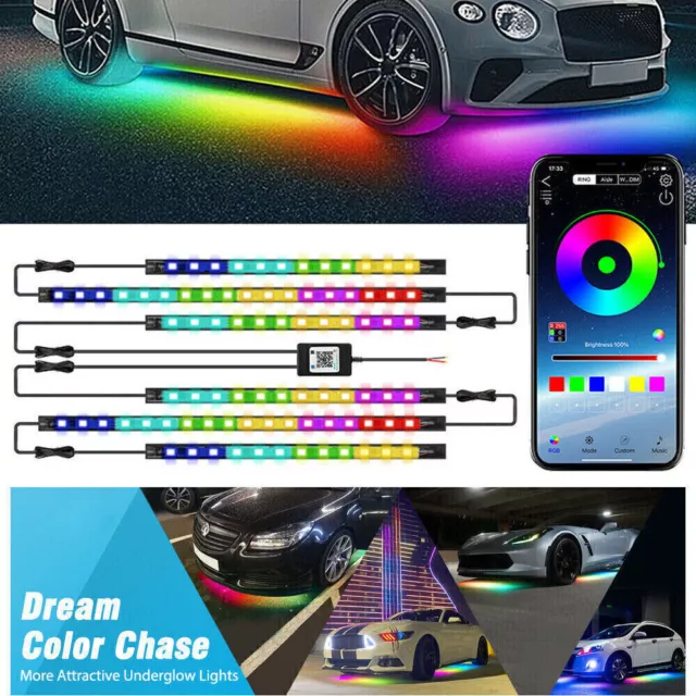 6x LED Auto Unterbodenbeleuchtung RGB Neon Underglow Atmosphäre Lichtleiste  App