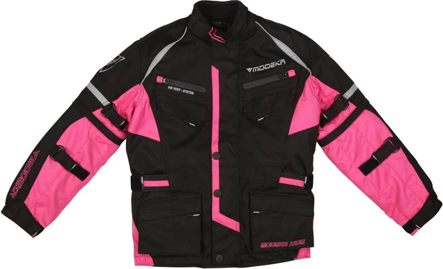 Moto Giacche Tessuto Modeka Tourex II Kids Colore: Nero/Fucsia TG:140