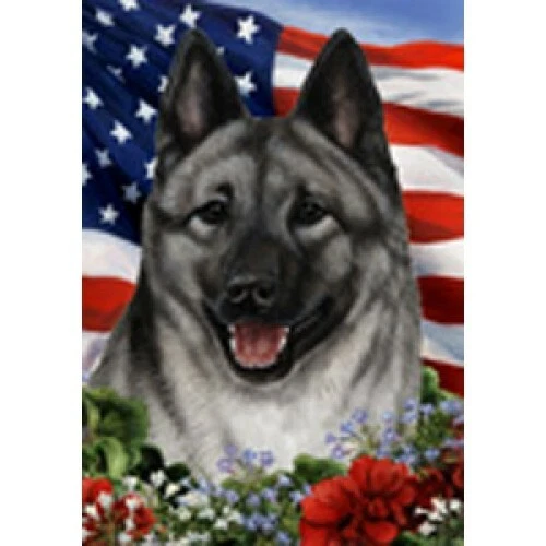 Patriotic (1) House Flag - Norwegian Elkhound 16403