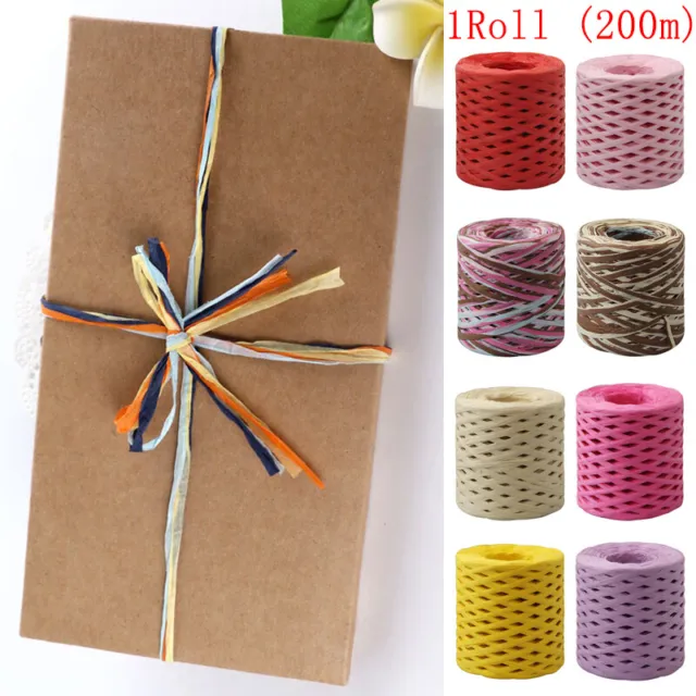 200m/Roll Raffia Ribbon Paper Rope Palm Wrapping Packaging Gift Box Rope String