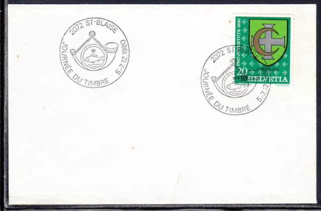 Post Schweiz Sonderstempel Tag der Briefmarke, St. Blaise 05.12.80