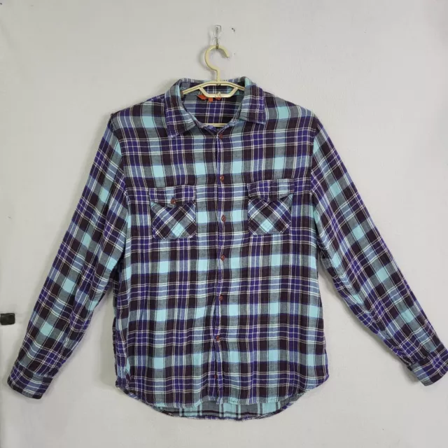 Sundance Button Up Shirt Tunic  Womens L Long Sleeve Tartan Plaid Flap Pockets