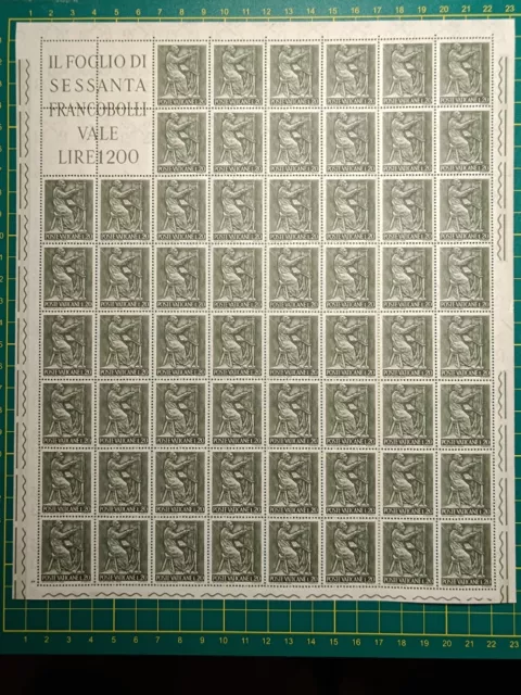 Vatican Stamps 1966, Sheet of 60,Sc A131, ERROR-missed Sheet #, MNH