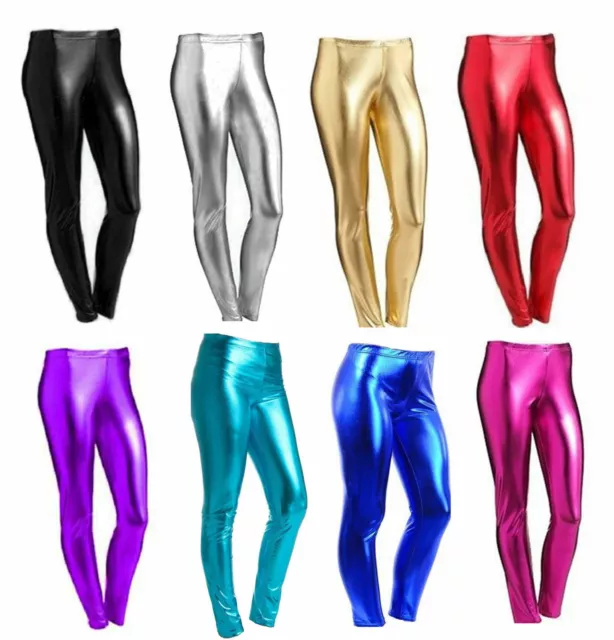 All Colours & Sizes Shiny Wet look Spray On Dance Ankle Leggings