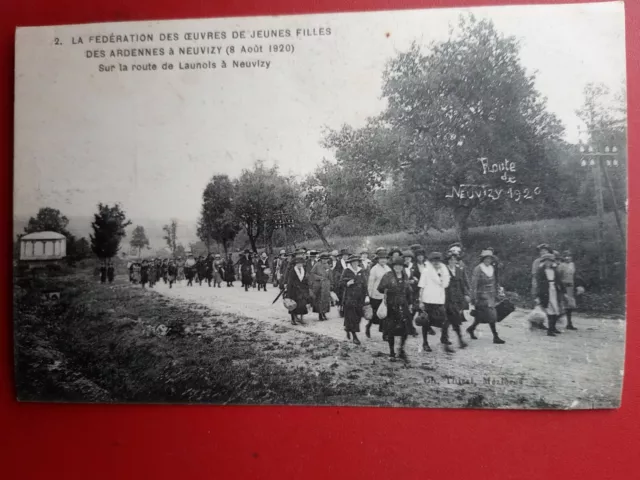 cpa 08 NEUVIZY Fédération des oeuvres de jeunes Filles des Ardennes NEUVIZY 1920