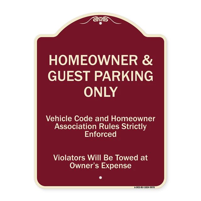 Designer Series - Homeowner & Guest Parking Only Burgungy Heavy-Gauge Aluminum