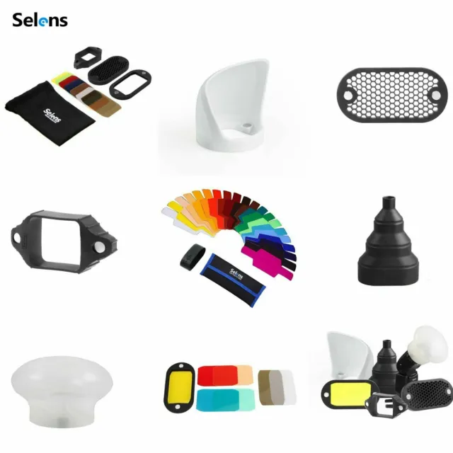 Selens Magnetic Flash Modifier Color Gel Filter Bounce Diffuser Grip Snoot