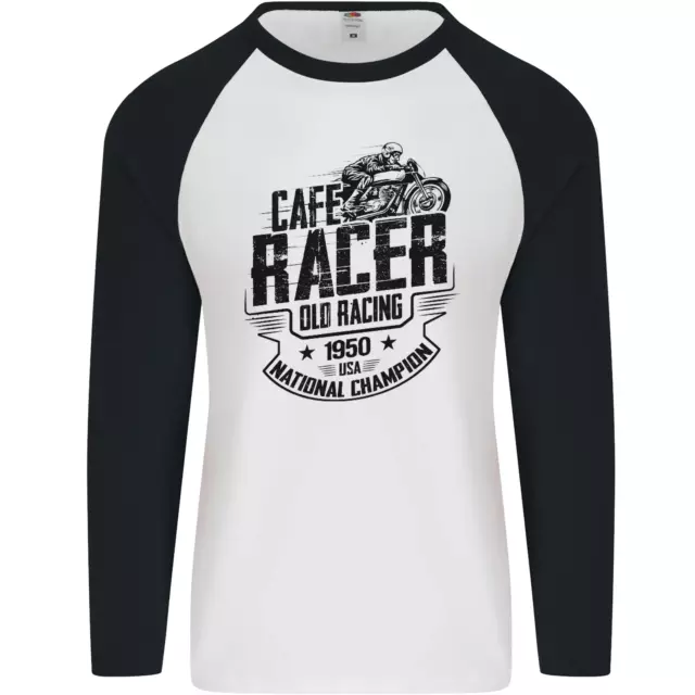Maglietta da baseball Cafe Racer Old Racing Motorcycle Biker da uomo L/S